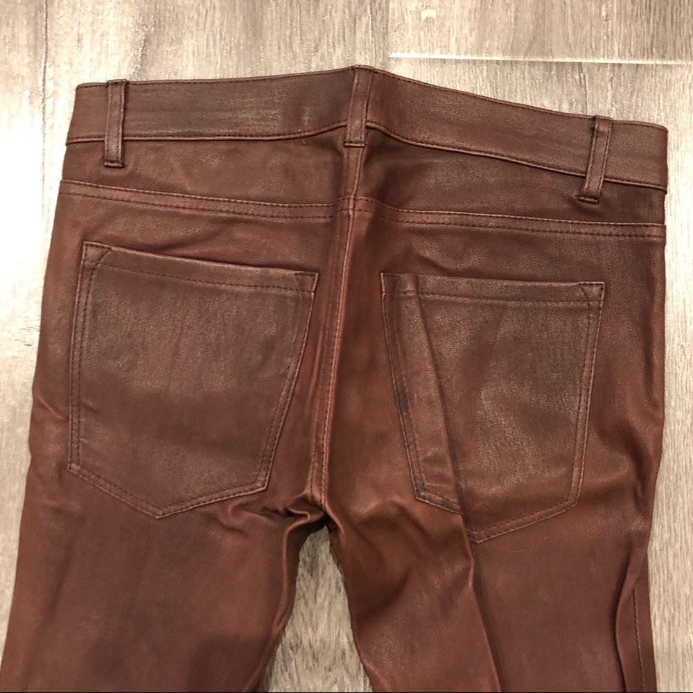 Vince Washed Leather Pants In Burgundy Merlot - Picture 7 of 8